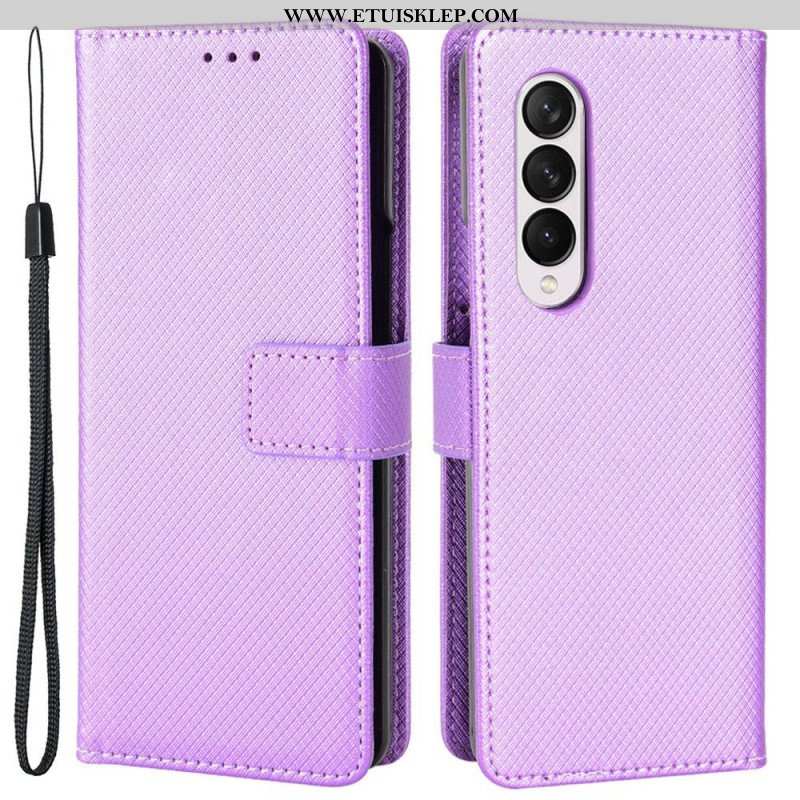 Etui Folio do Samsung Galaxy Z Fold 4 z Łańcuch Diamentowy Pasek